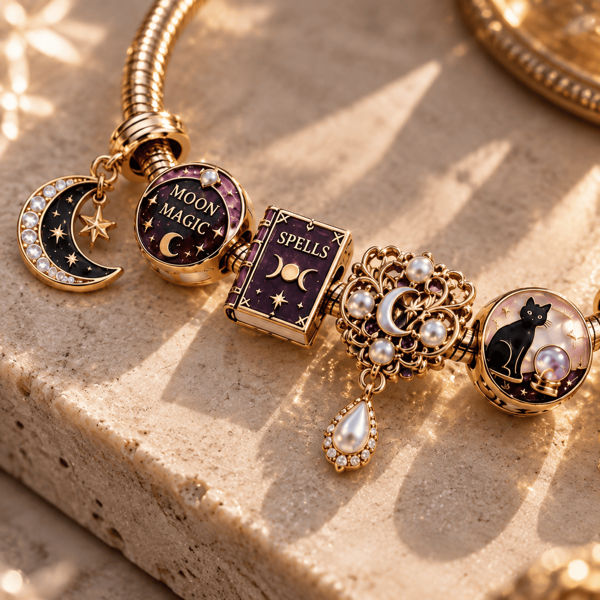 WAE Gold Charm Bracelet Set TTN
