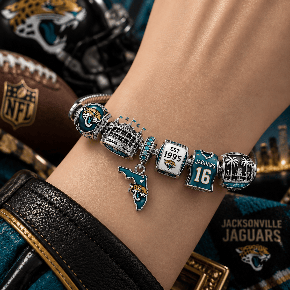 JSVJ Silver Charm Bracelet Set PTT