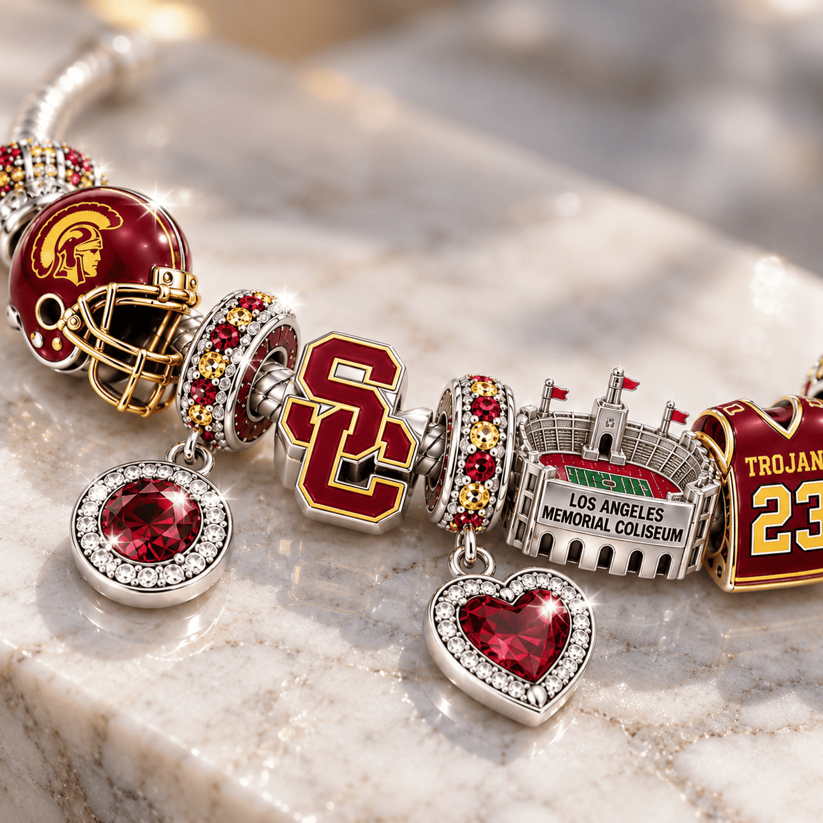USC Silver Charm Bracelet Set BMD