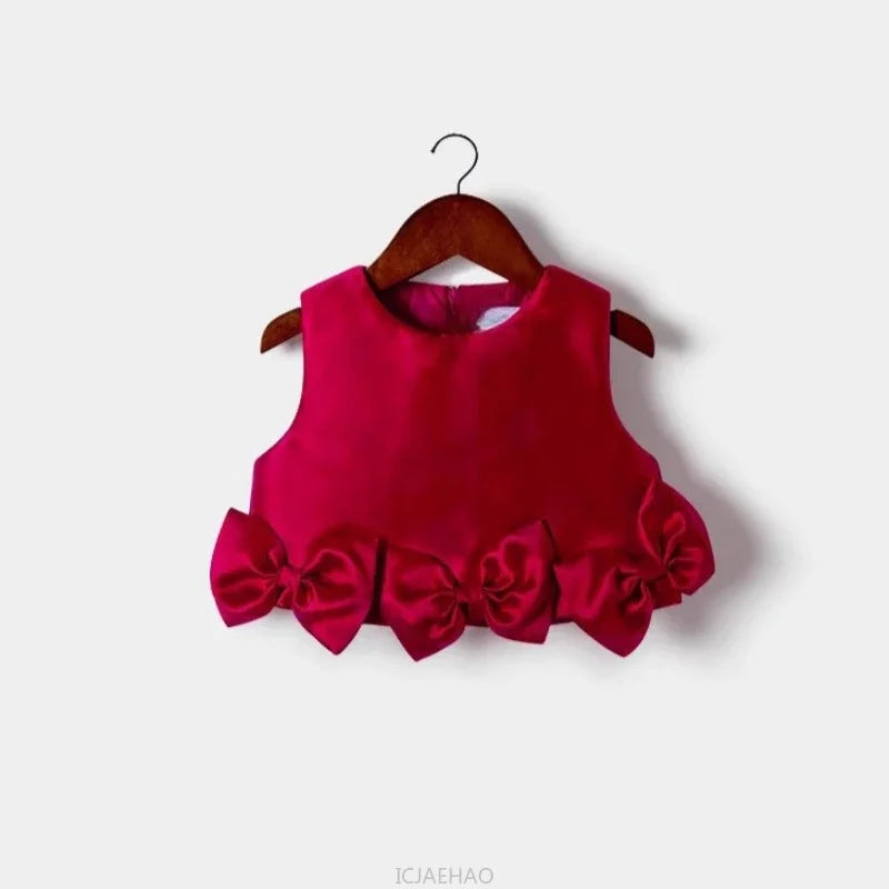 Teen Girl Clothes French Style Girls Sleeveless Princess Dress Kids Fashion Outfit Vestido Children Floral Skirt 2 Piece Set
